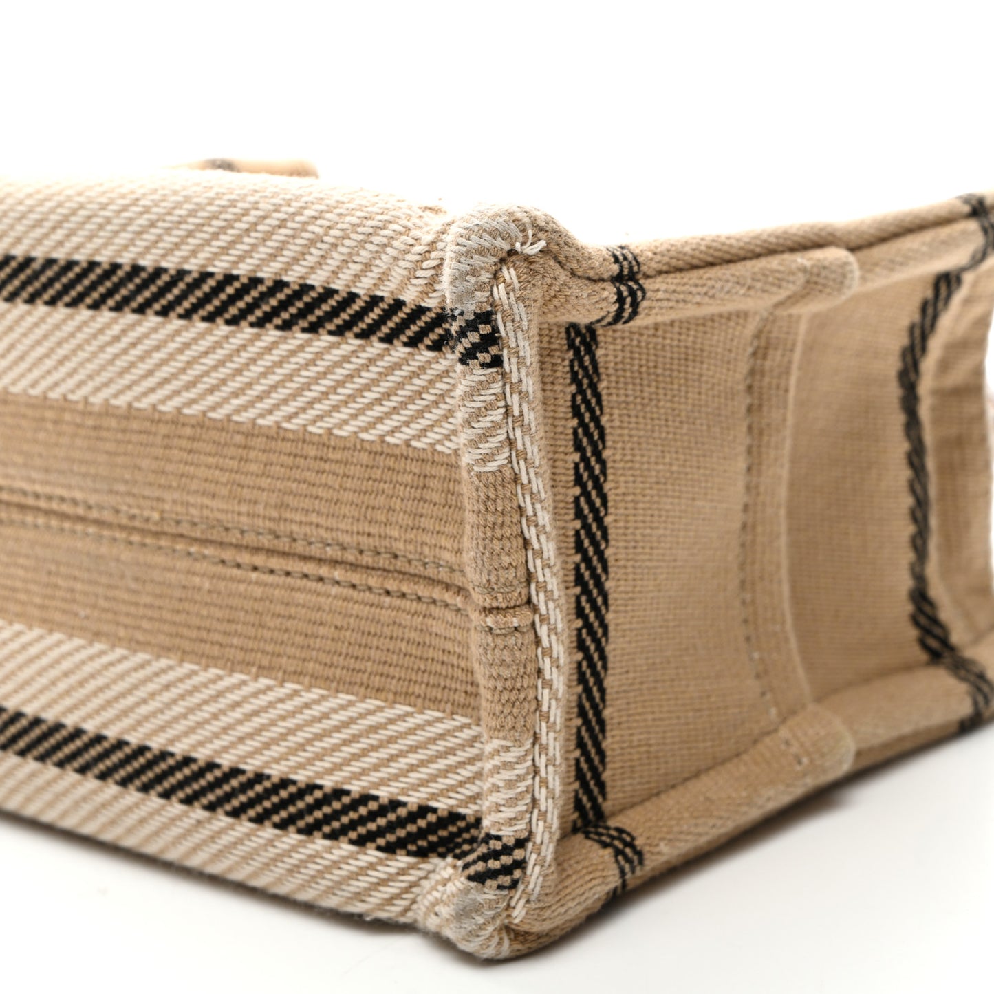 Stripe Triomphe Small Cabas Beige Black