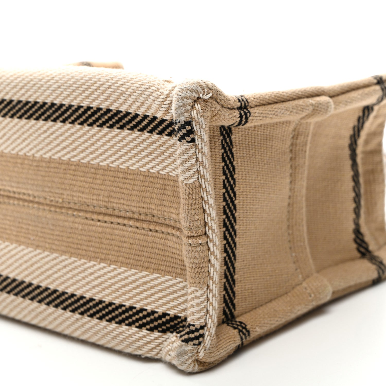 Celine Stripe Triomphe Small Cabas Beige Black 9 of 11