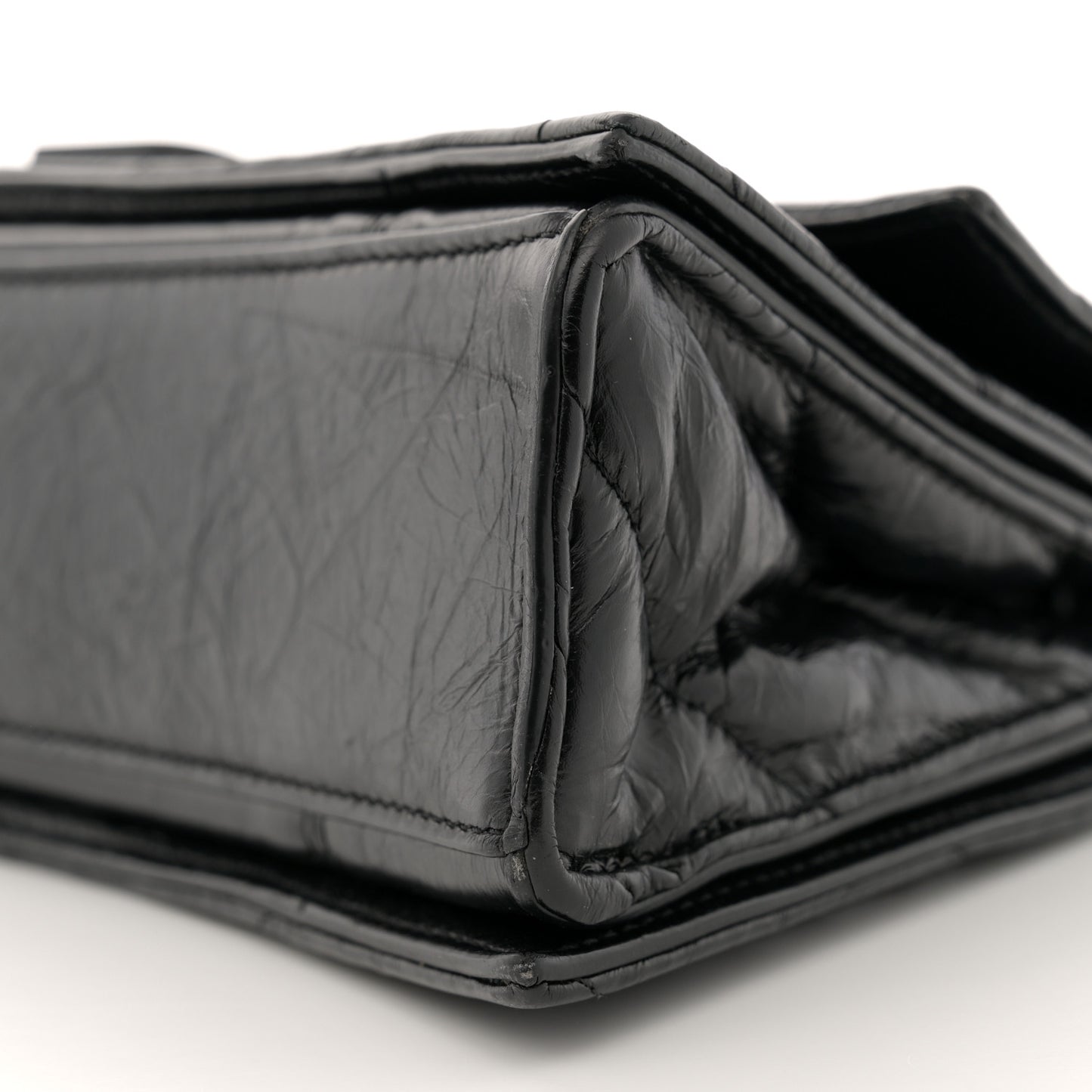 Crushed Calfskin Quilted Matte Black Hardware Small Crush Chain Bag Black