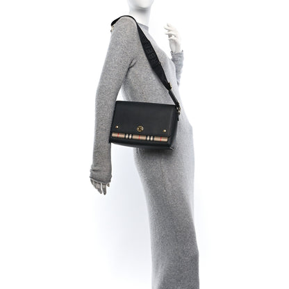 Burberry Grainy Calfskin Vintage Check Note Crossbody Bag Black 2 of 9
