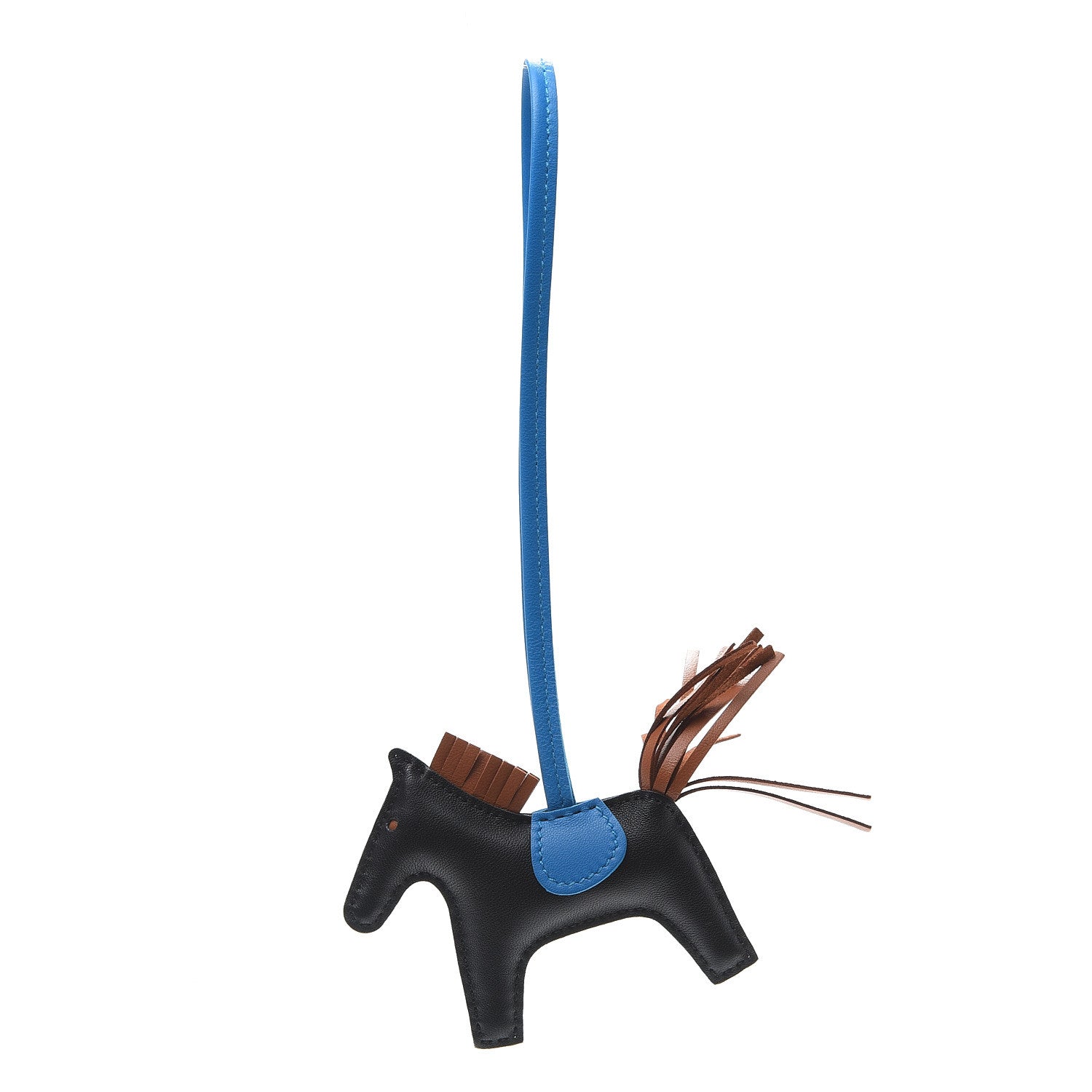 Hermes Milo Lambskin Grigri Rodeo Horse Bag Charm PM Black Gold Bleu Zanzibar 1 of 5