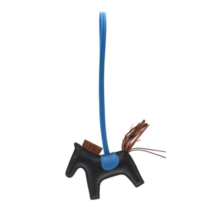Hermes Milo Lambskin Grigri Rodeo Horse Bag Charm PM Black Gold Bleu Zanzibar 1 of 5