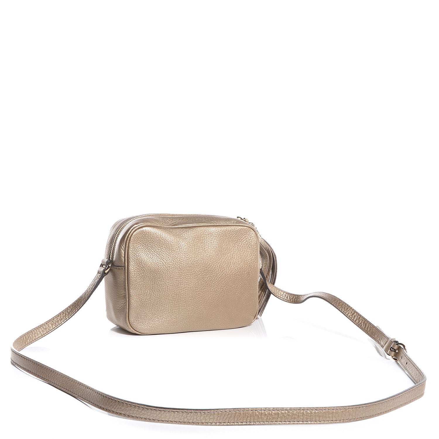 Gucci Metallic Pebbled Calfskin Small Soho Disco Bag Golden Beige 3 of 7