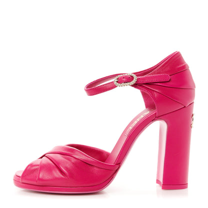 Chanel Lambskin Pearl CC Sandals 38.5 Pink 1 of 11
