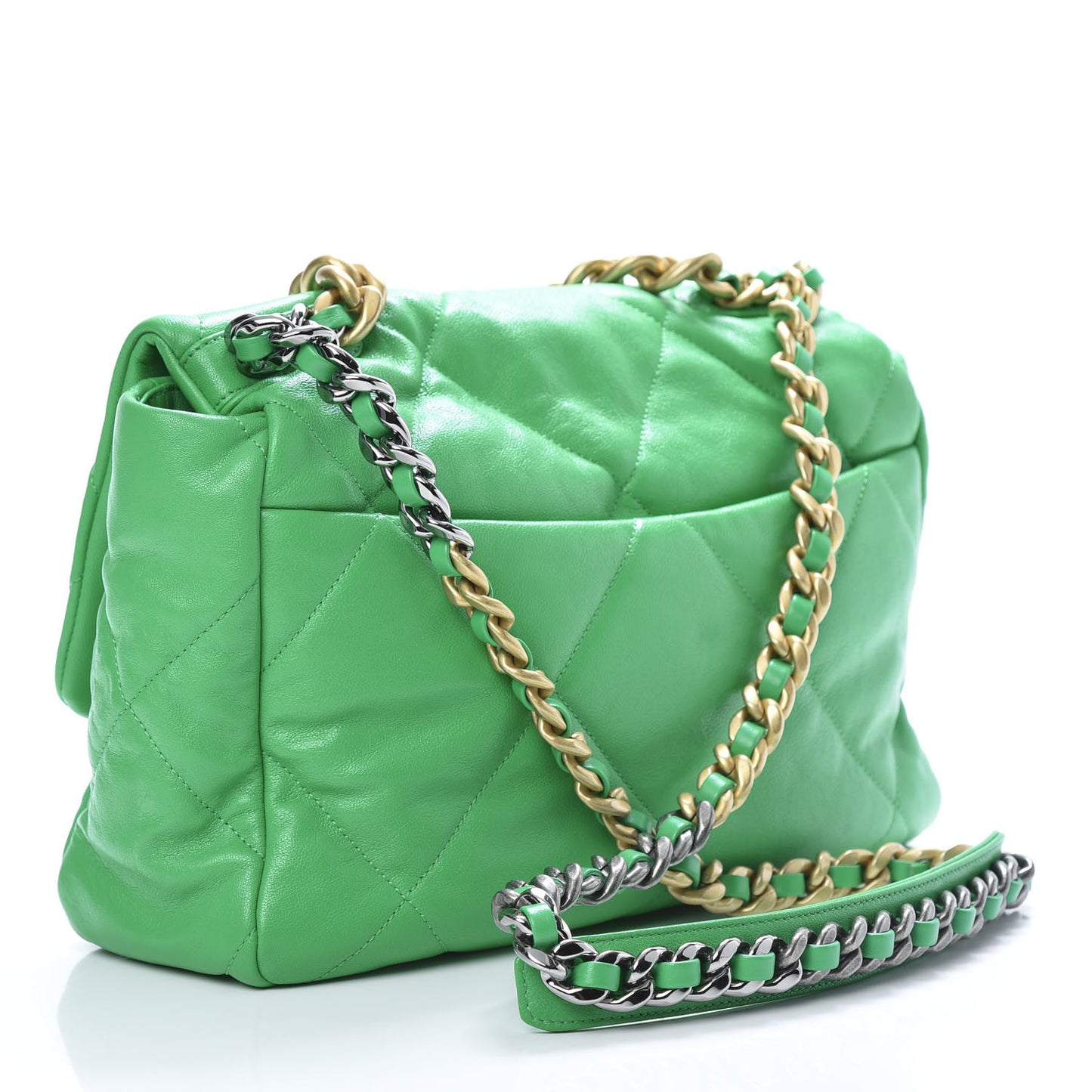 Lambskin Quilted Large 19 Flap Green
