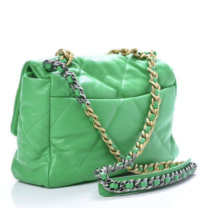 Chanel Lambskin Quilted Large 19 Flap Green 2 of 10