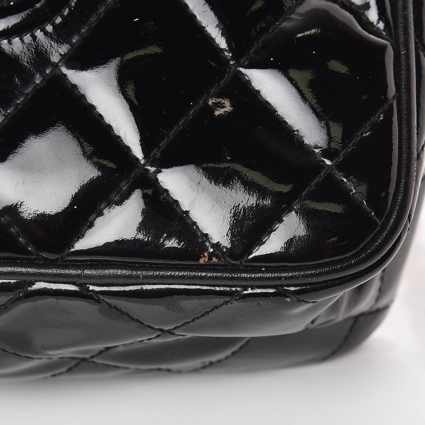 Patent Tassel Quilted Shoulder Bag Black