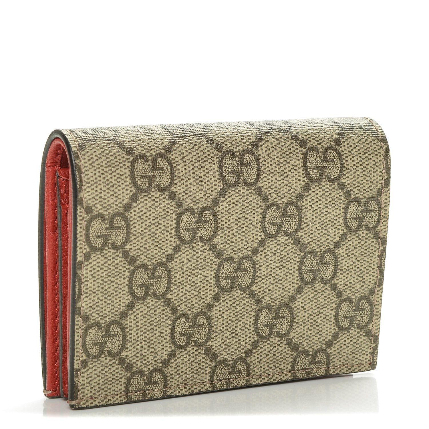 Gucci GG Supreme Monogram Cherry Embellished Card Case Wallet Hibiscus Red 3 of 6