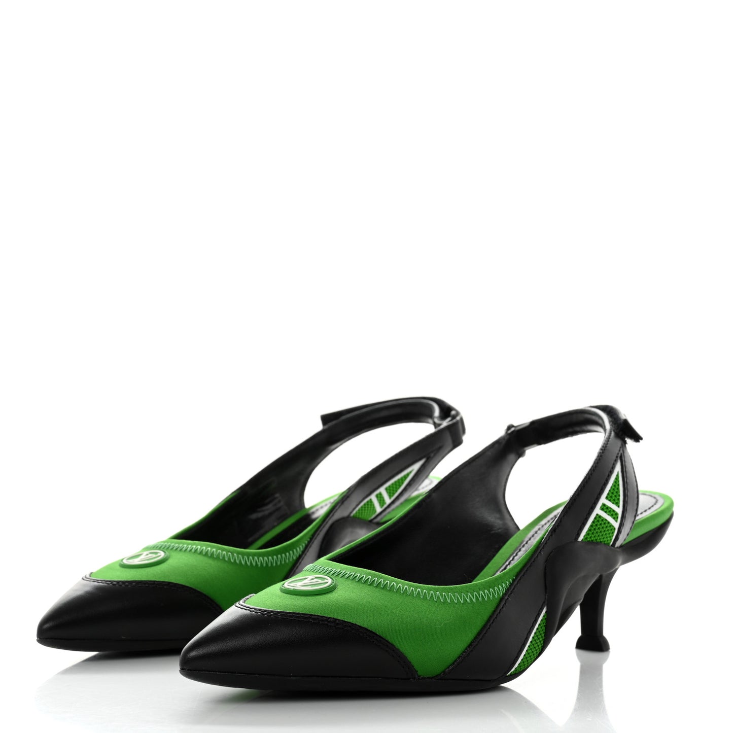 Calfskin Archlight Slingback Pumps 37 Black Green