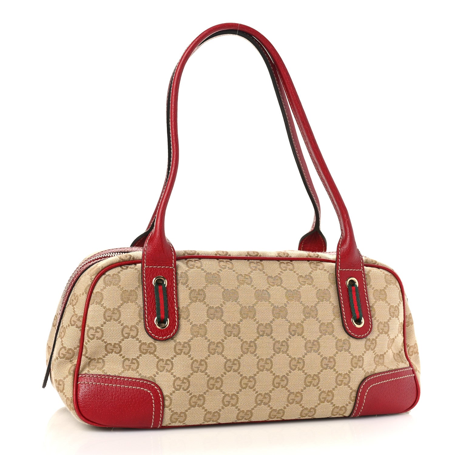 Gucci Monogram Small Princy Satchel Red 3 of 9