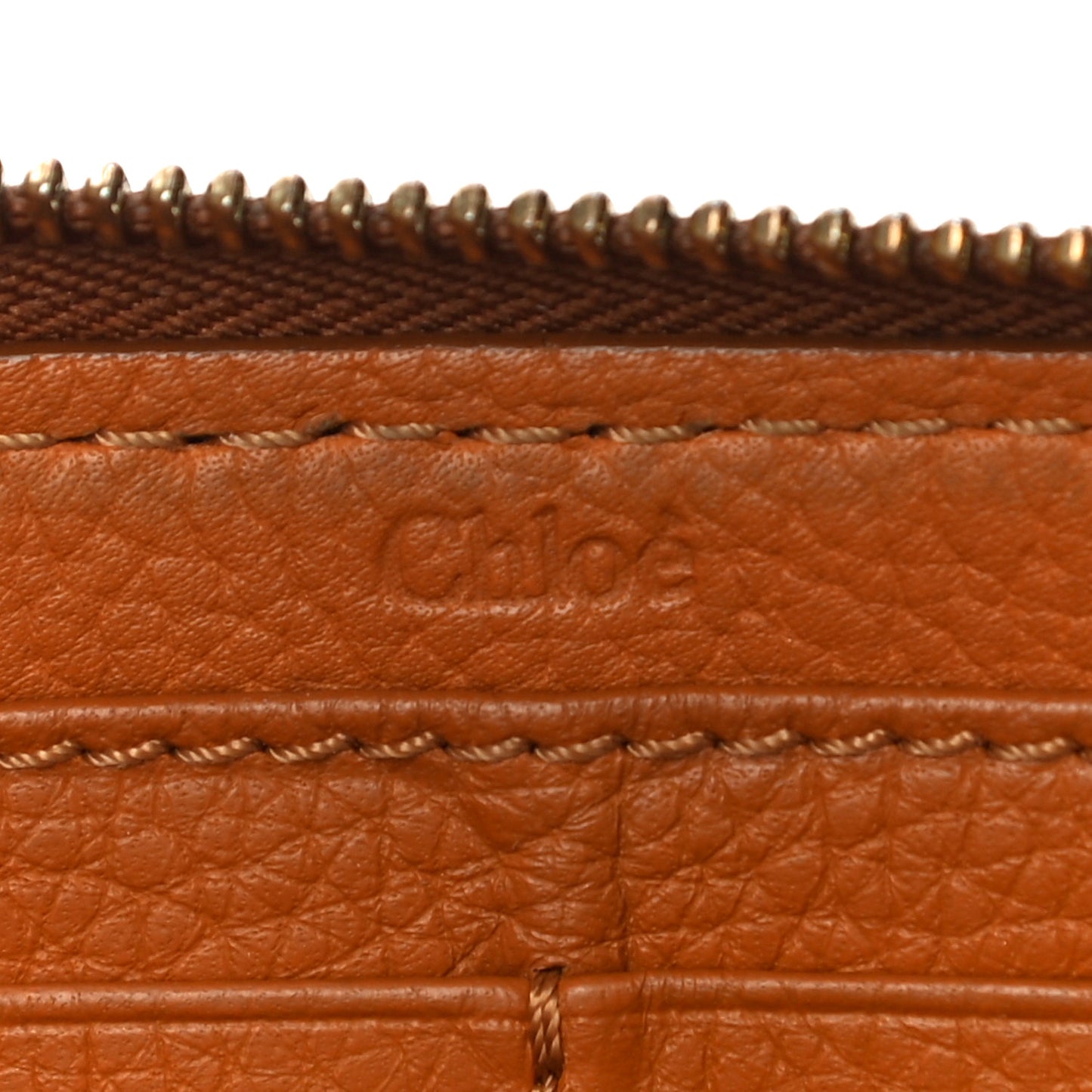 Grained Calfskin Marcie Long Zip Around Wallet Tan