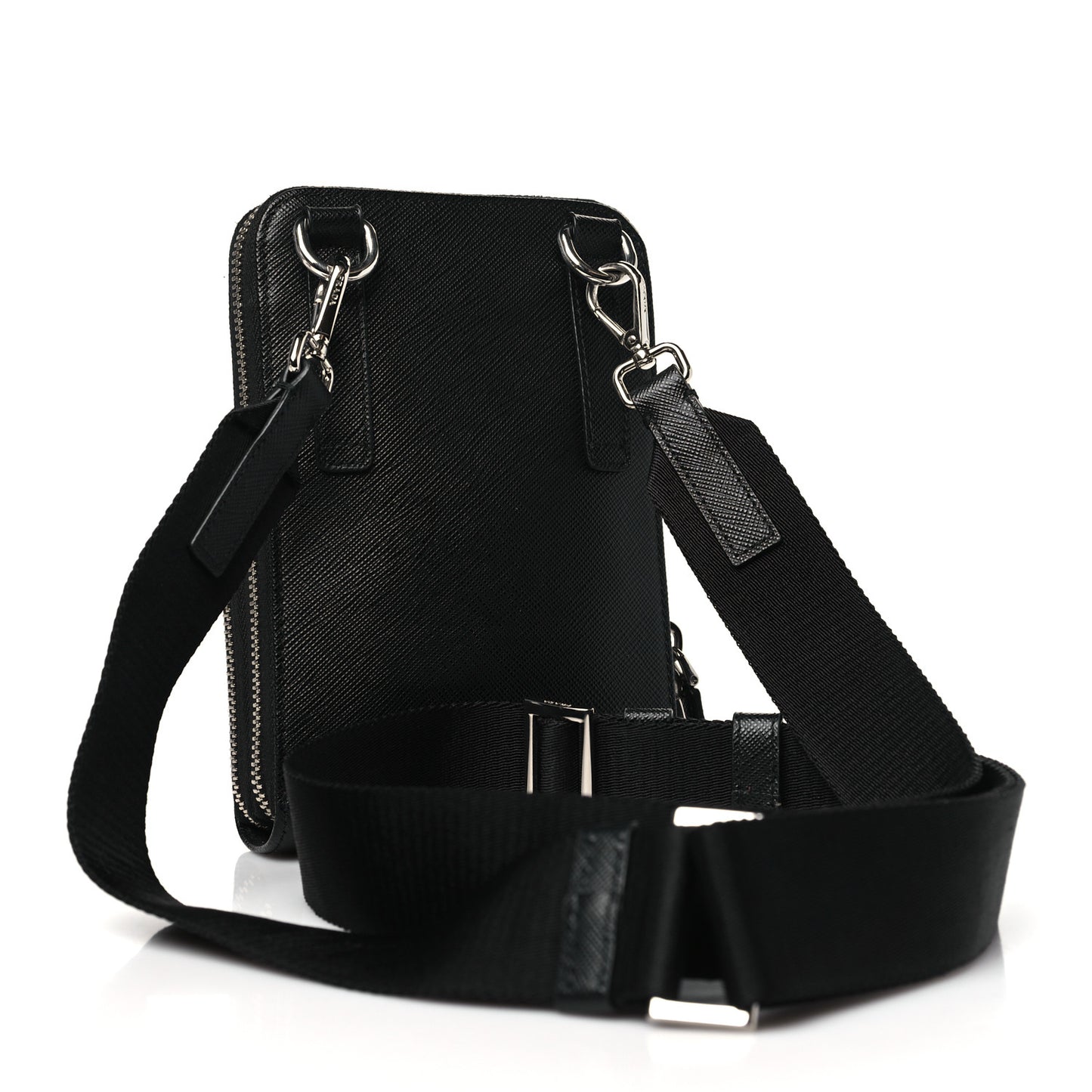 Saffiano Phone Crossbody Pouch Black
