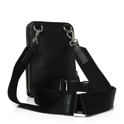 Prada Saffiano Phone Crossbody Pouch Black 3 of 9