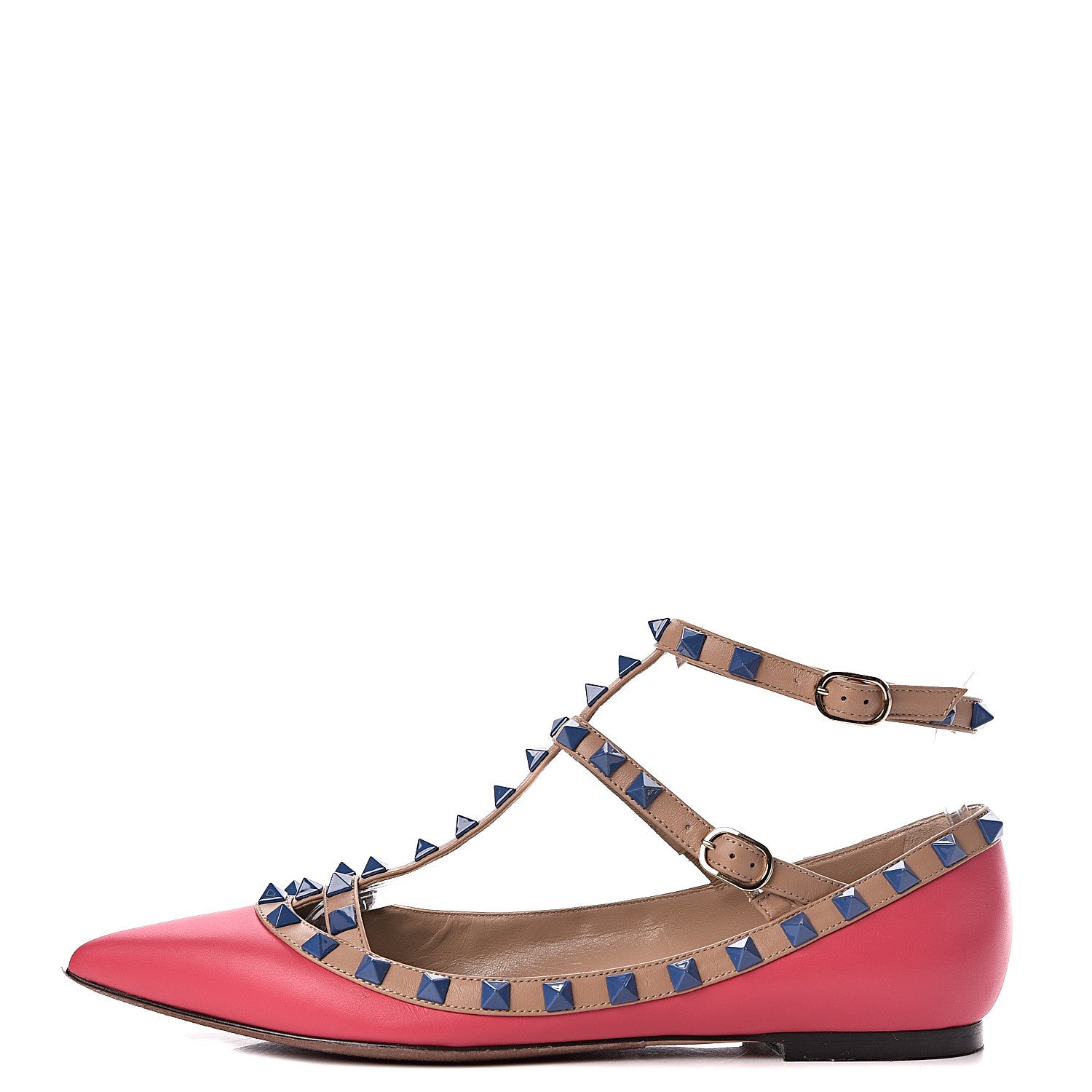 Valentino Garavani Nappa Rockstud Cage Ballerina Flats 38 Deep Fuxia 1 of 14