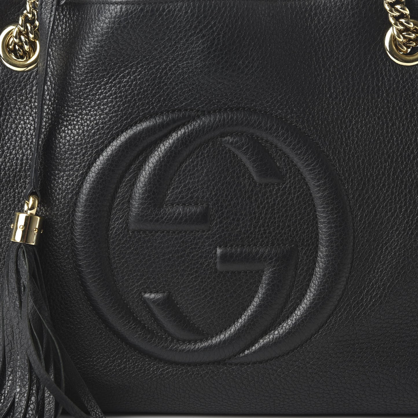 Pebbled Calfskin Medium Soho Chain Shoulder Bag Black