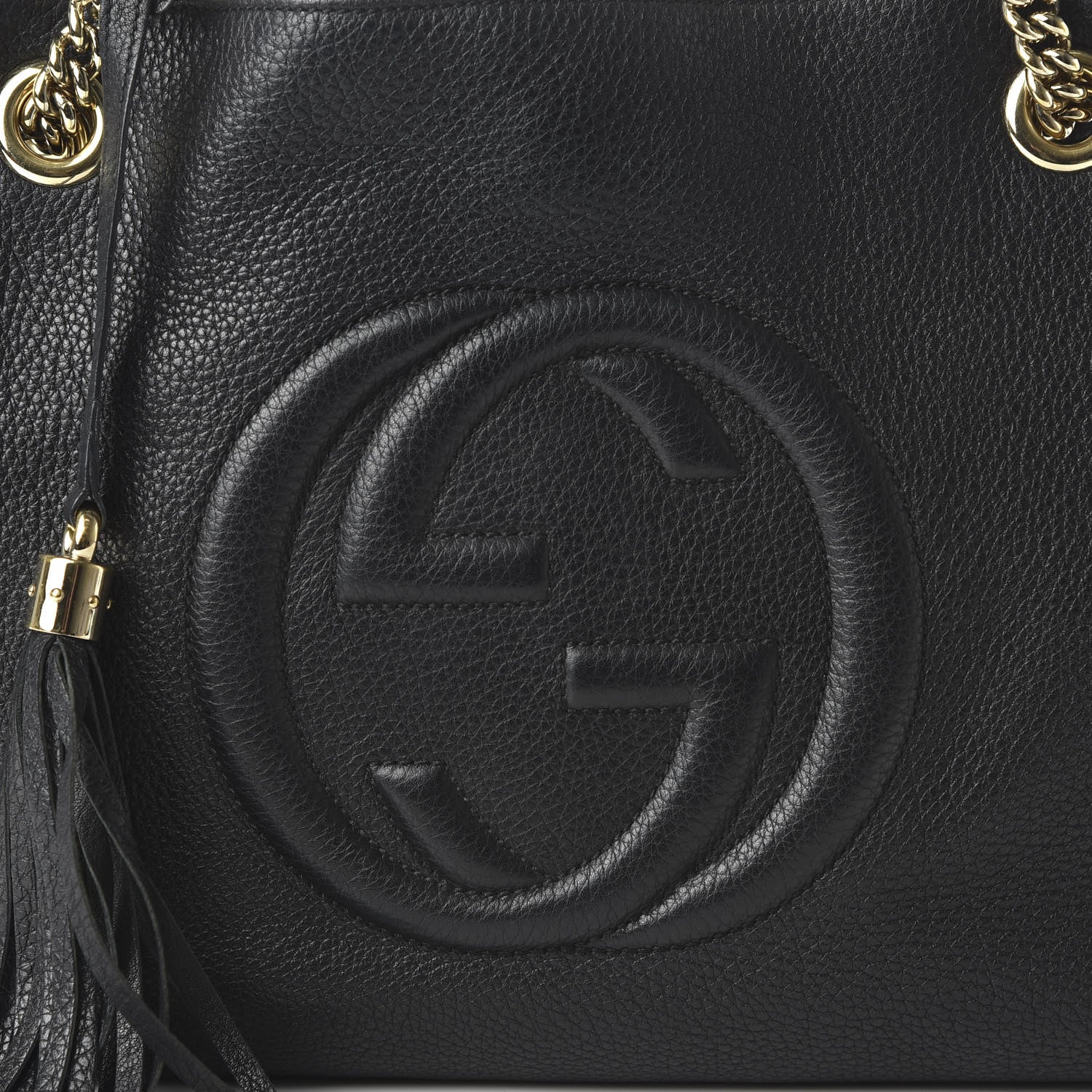 Gucci Pebbled Calfskin Medium Soho Chain Shoulder Bag Black 10 of 12
