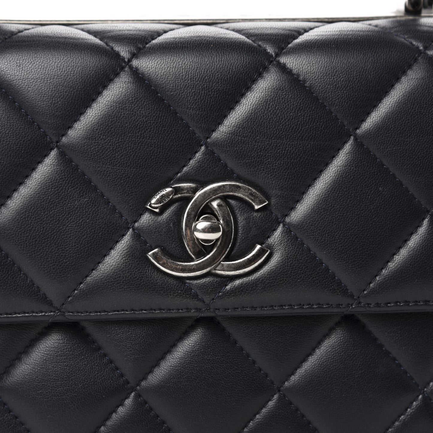 Lambskin Quilted Small Trendy CC Dual Handle Flap Bag Navy