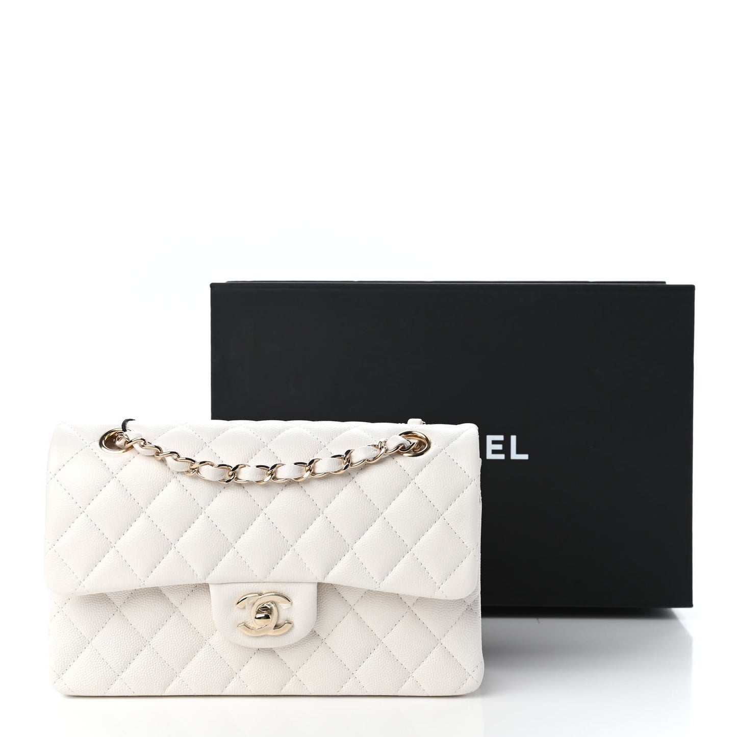 Caviar Quilted Small Double Flap White
