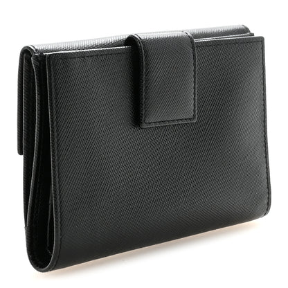 Prada Saffiano Metal Compact Wallet Black 3 of 7