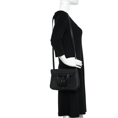 Hermes Taurillon Clemence Halzan 25 Black 2 of 11