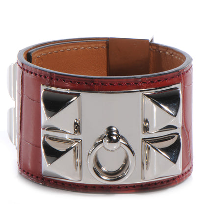 Hermes Matte Alligator Collier De Chien CDC Bracelet Rouge H Small 1 of 6