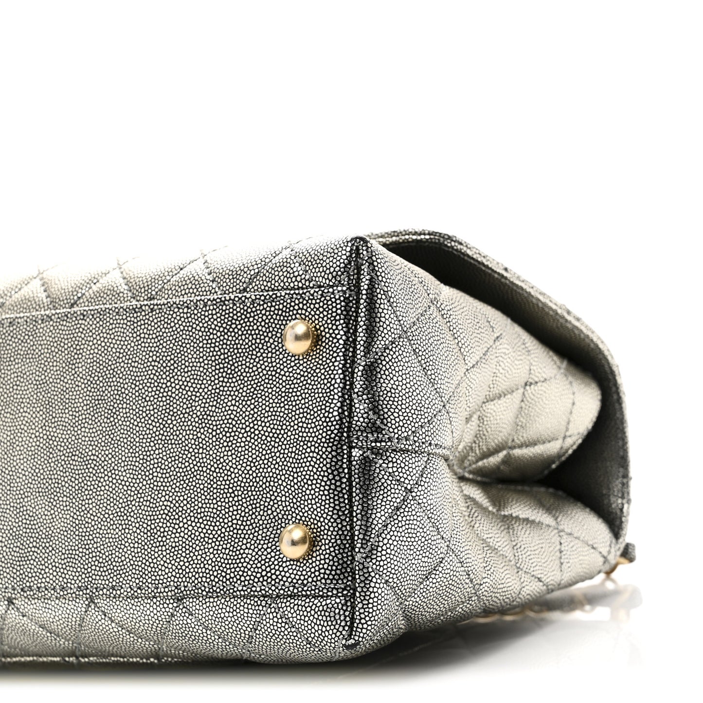 Metallic Caviar Quilted Small Coco Handle Flap Silver