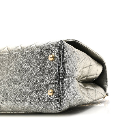 Chanel Metallic Caviar Quilted Small Coco Handle Flap Silver 10 of 10