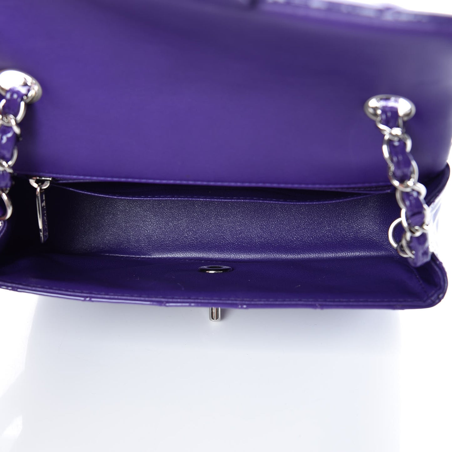 Patent Quilted Mini Rectangular Flap Purple