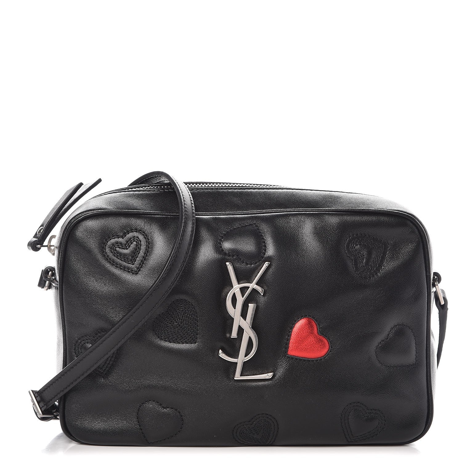 Saint Laurent Calfskin Heart Embossed Monogram Lou Camera Bag Black 1 of 8