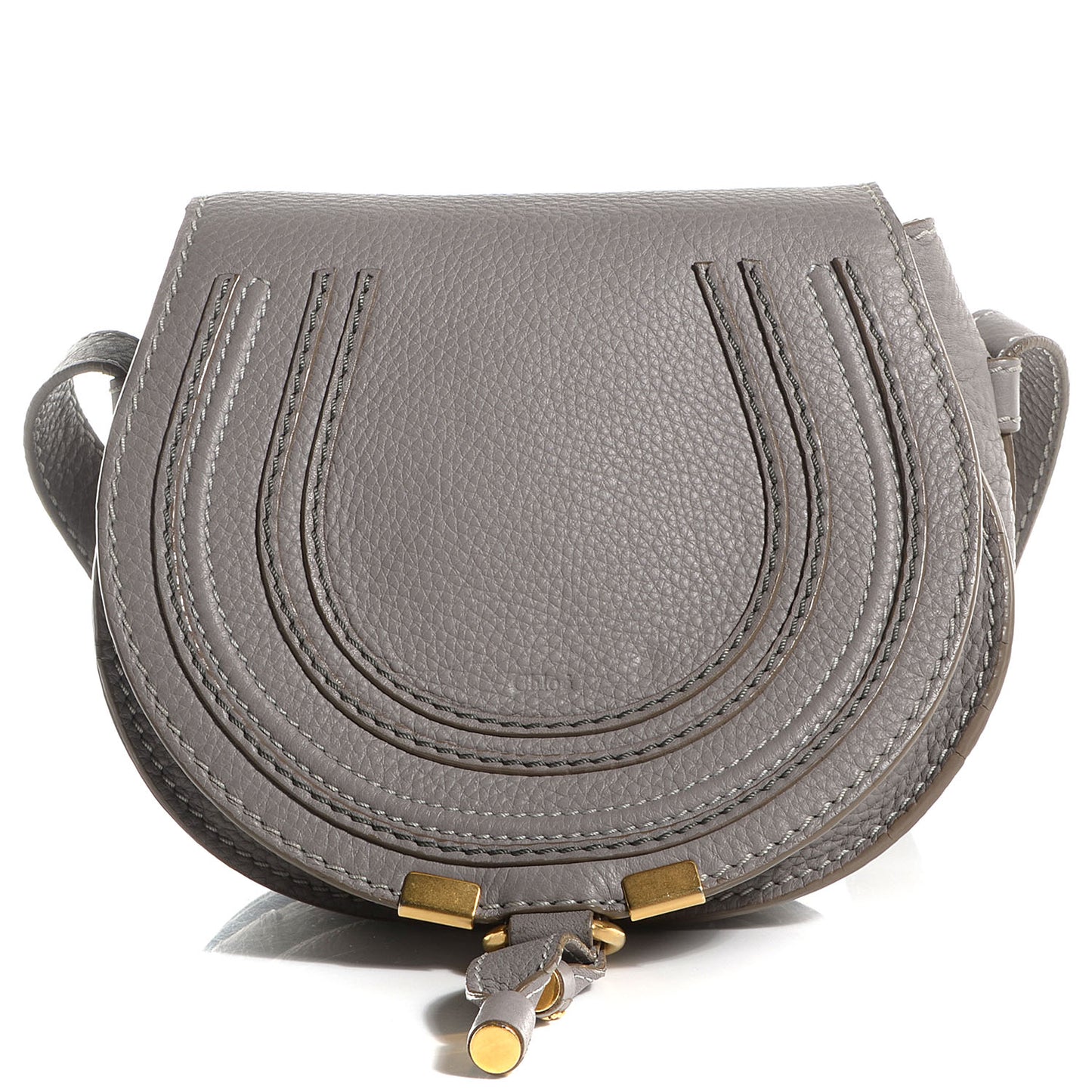 Calfskin Mini Marcie Round Crossbody Bag Cashmere Grey