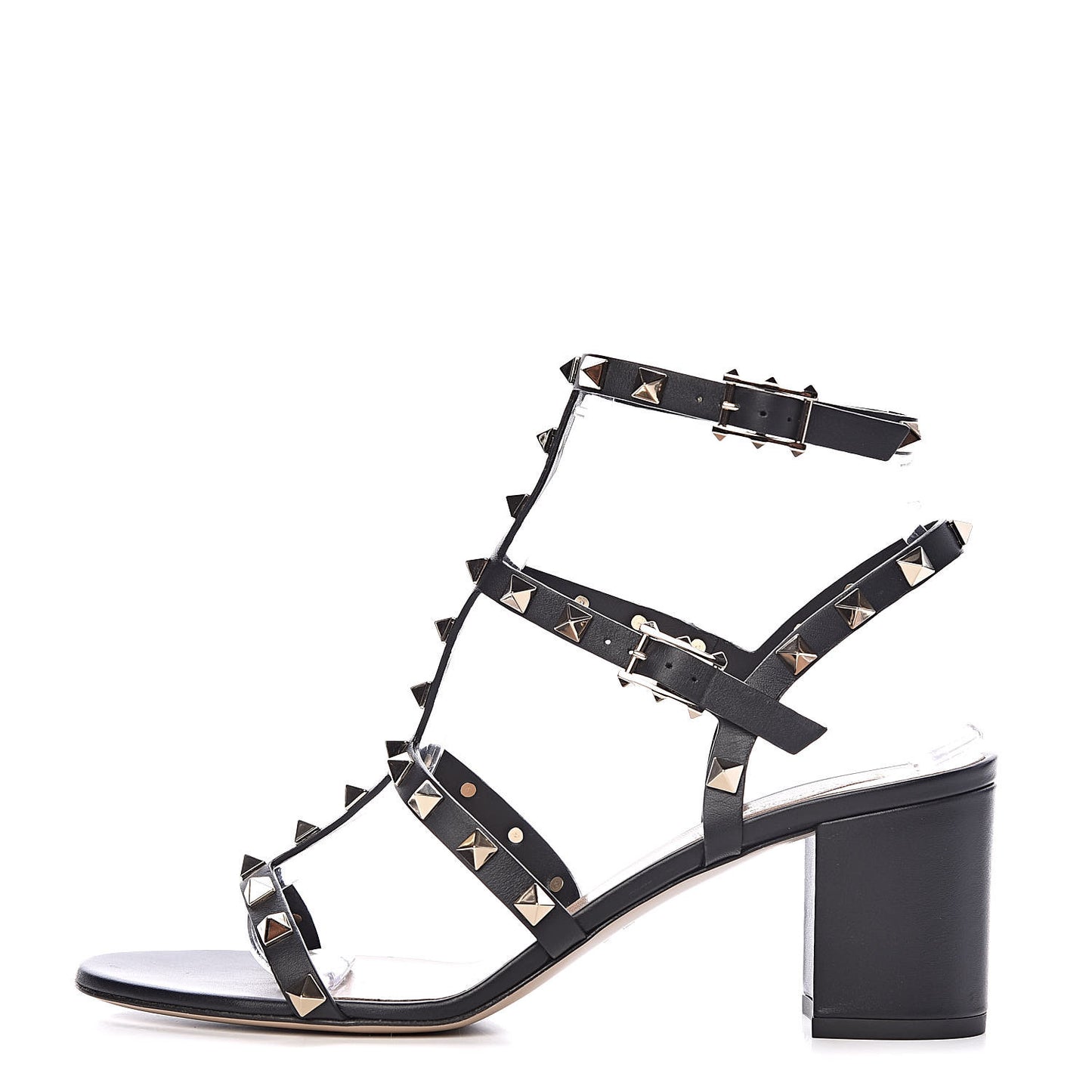 Calfskin Rockstud 60mm City Sandals 39.5 Black