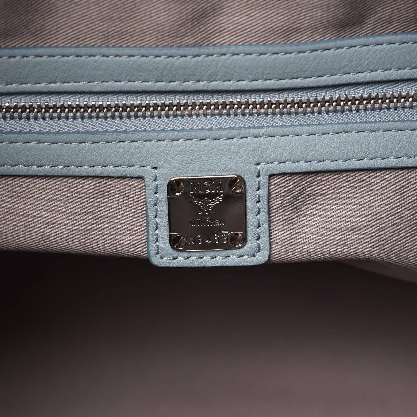 Grained Calfskin Monogram Medium Klara Hobo Sky Blue