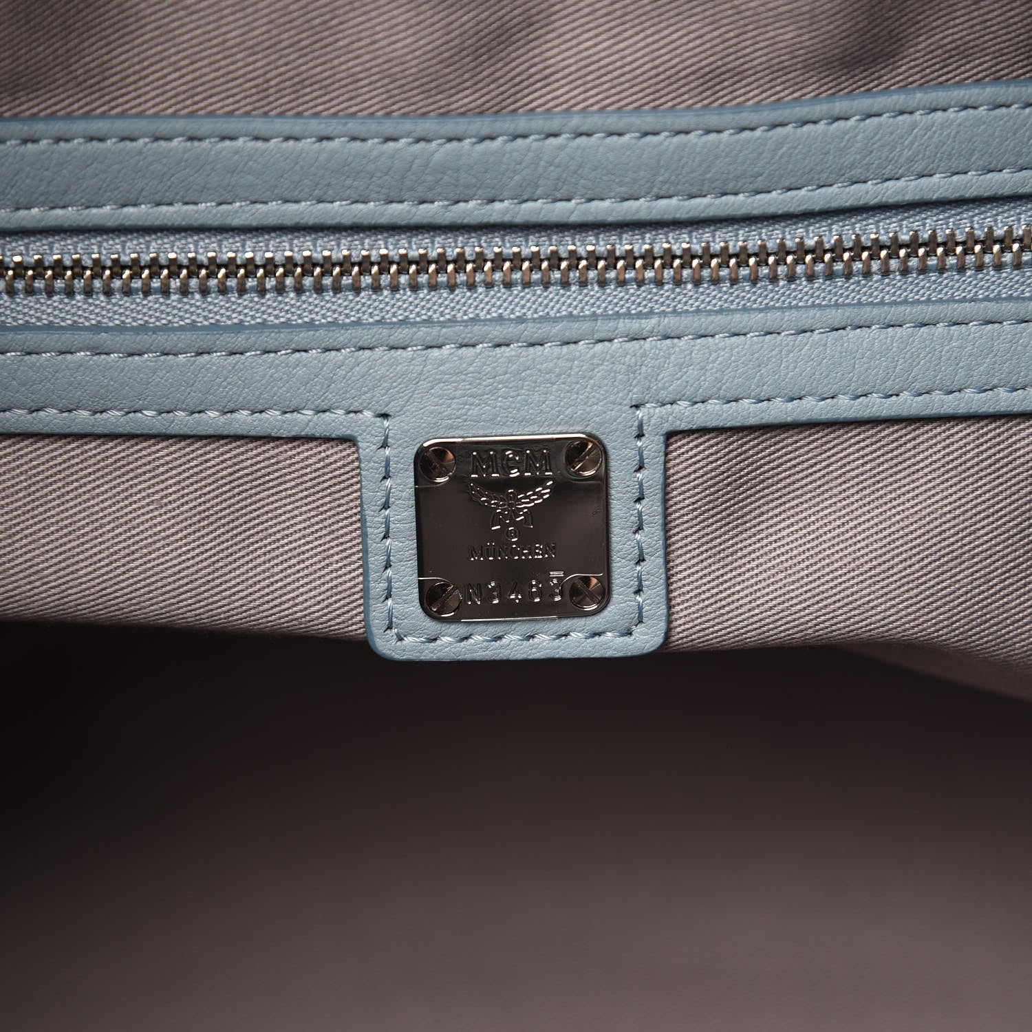 MCM Grained Calfskin Monogram Medium Klara Hobo Sky Blue 8 of 8