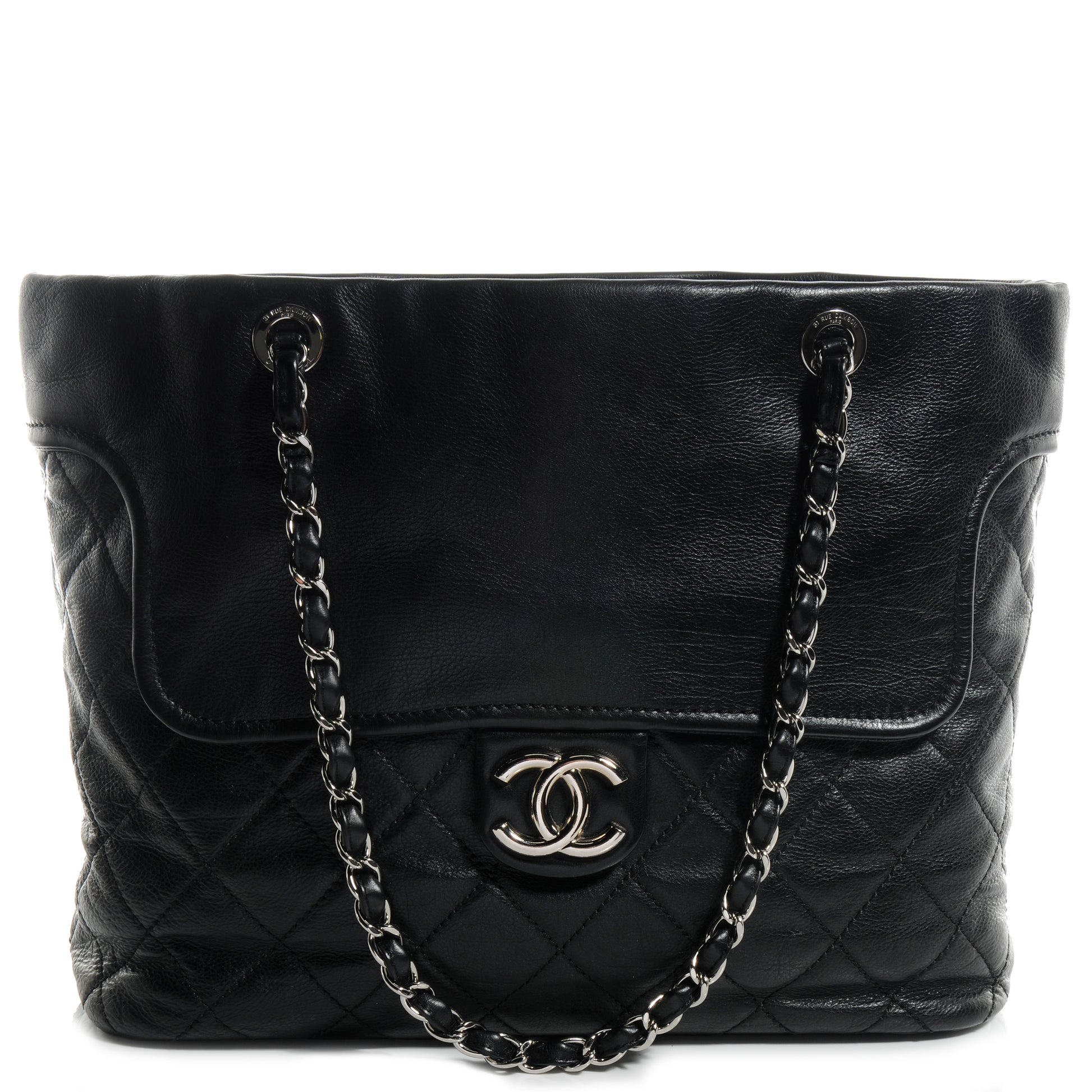 Chanel Calfskin Large Front Flap Tote Black 1 of 8