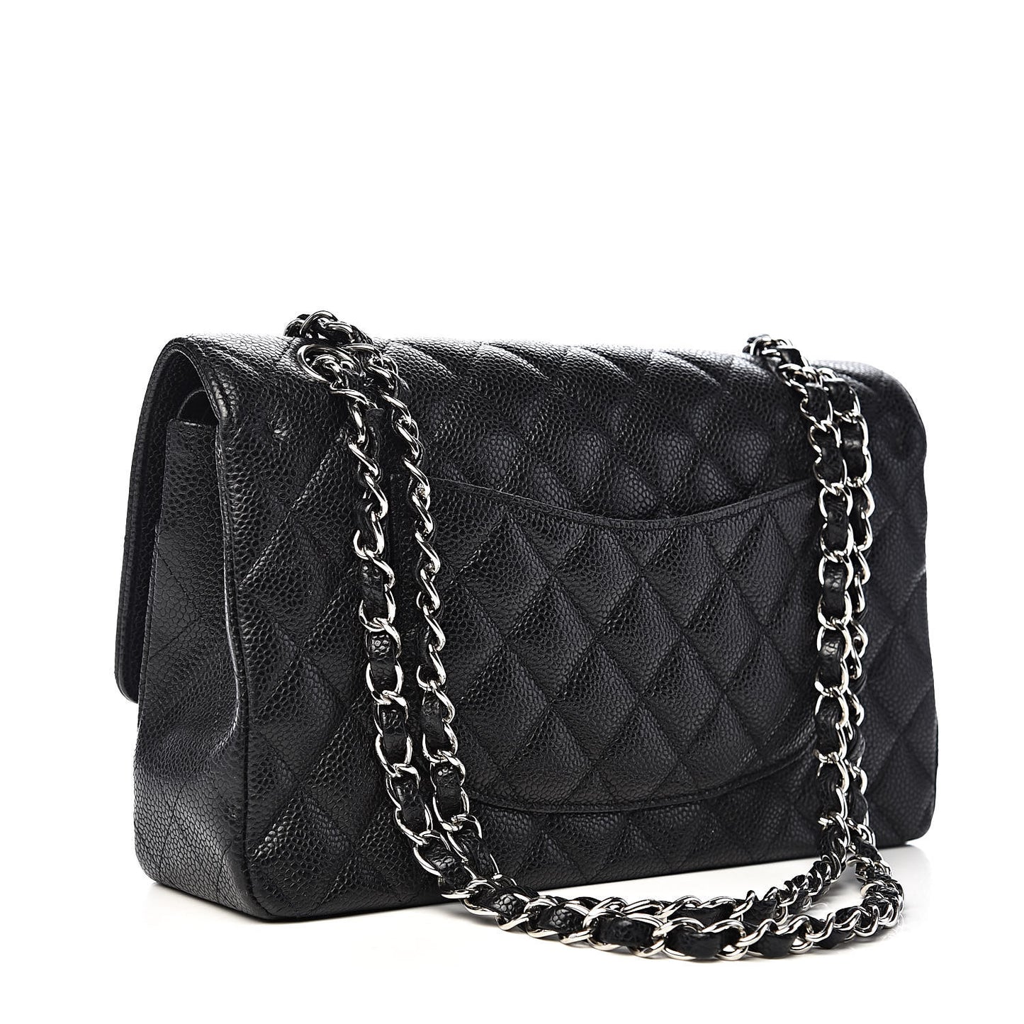 Caviar Quilted Medium Double Flap Black