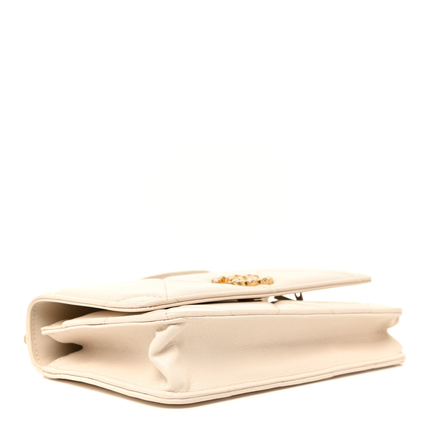 Chanel Goatskin Quilted Chanel 19 Wallet On Chain WOC Light Beige 4 of 16