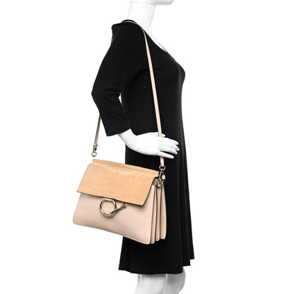 Chloe Calfskin Suede Medium Faye Shoulder Bag Cement Pink 2 of 11
