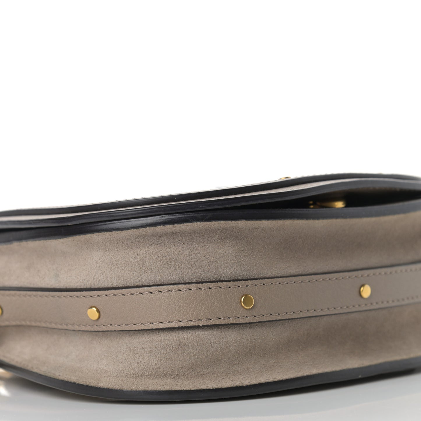 Calfskin Suede Small Nile Bracelet Bag Motty Grey