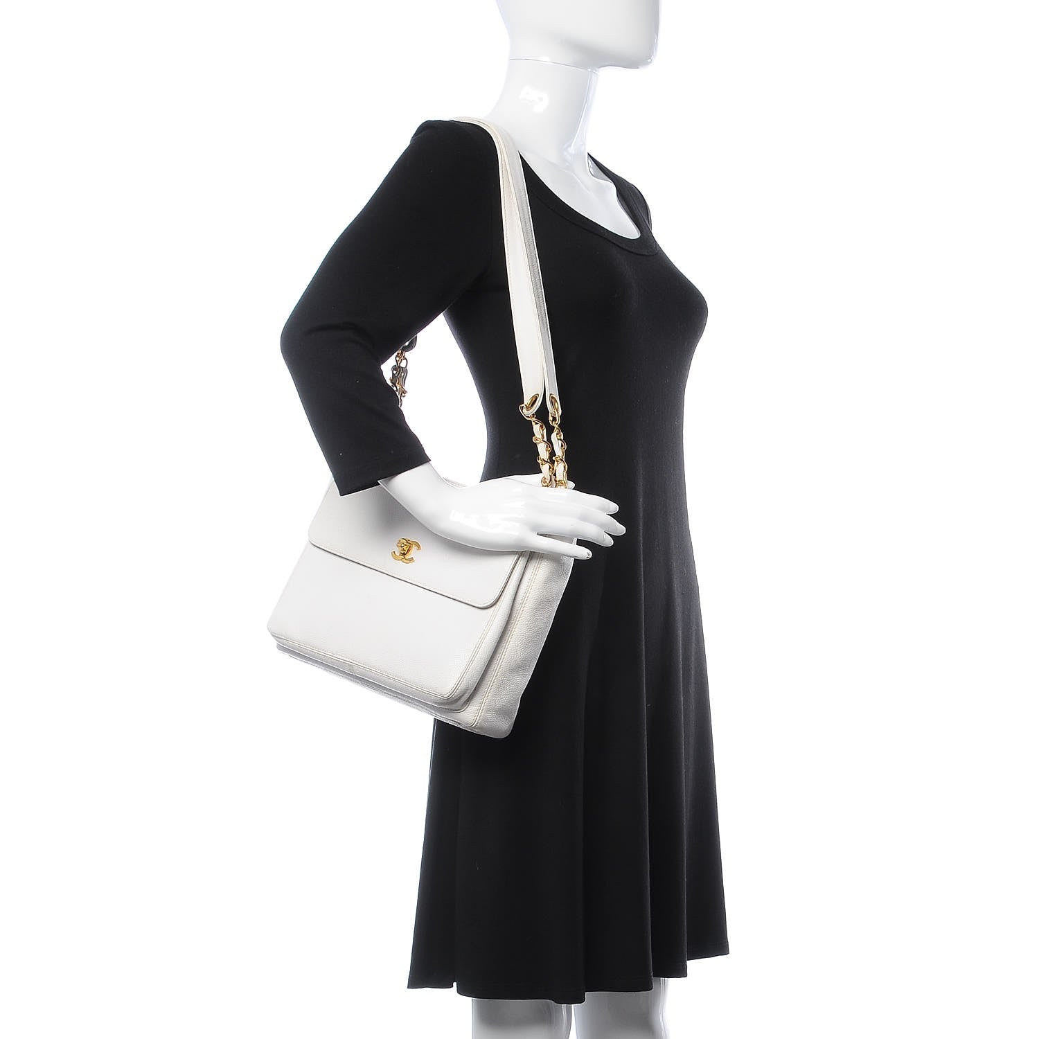 Chanel Caviar CC Flap Tote White 2 of 15