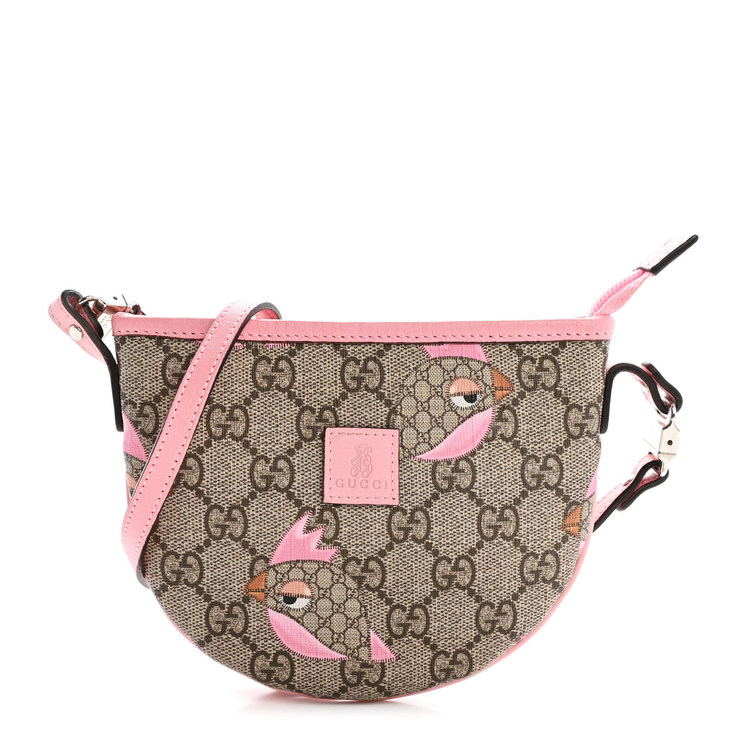 GG Monogram Childrens Mini Zoo Bird Pappagallo Shoulder Bag Pink