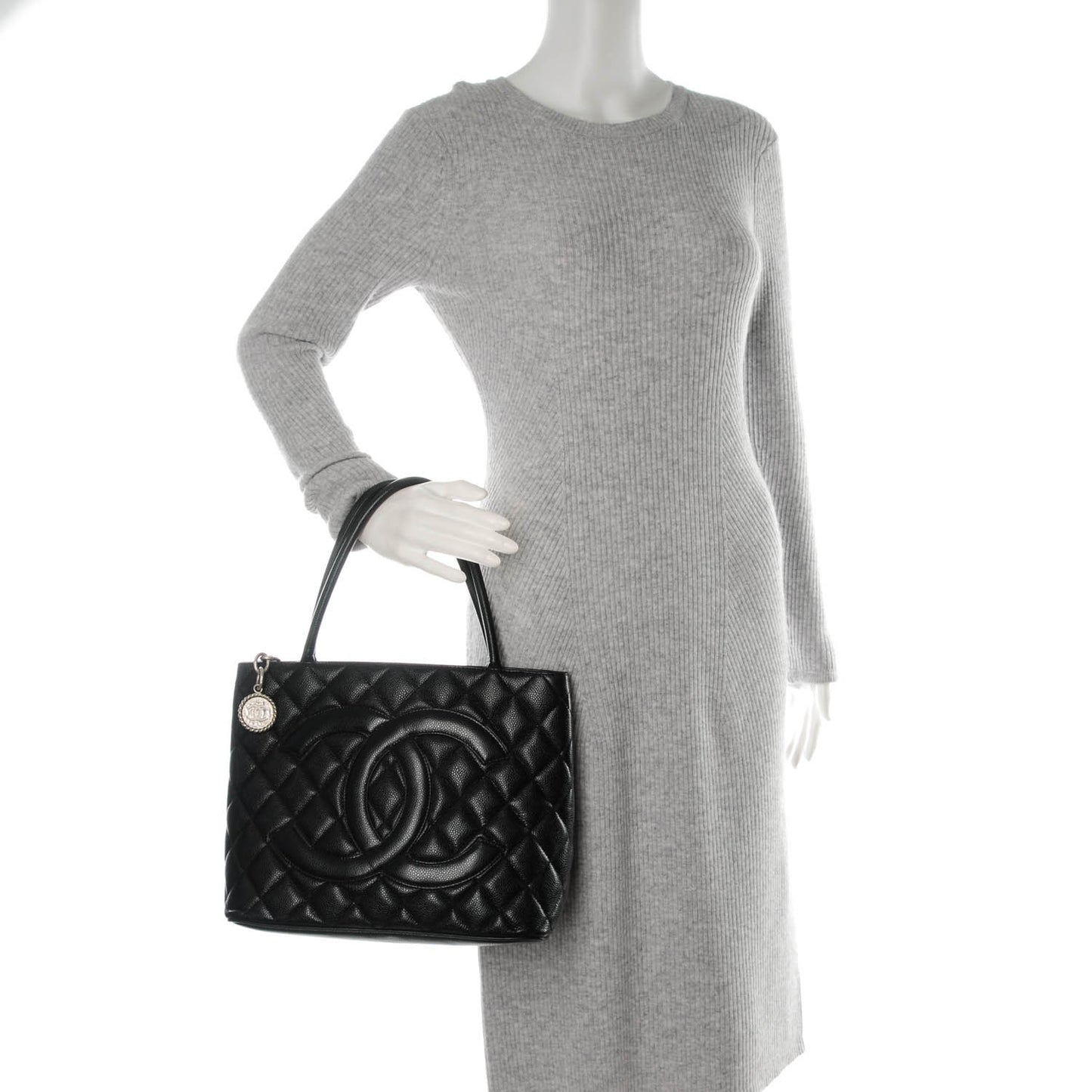 Caviar Quilted Medallion Tote Black