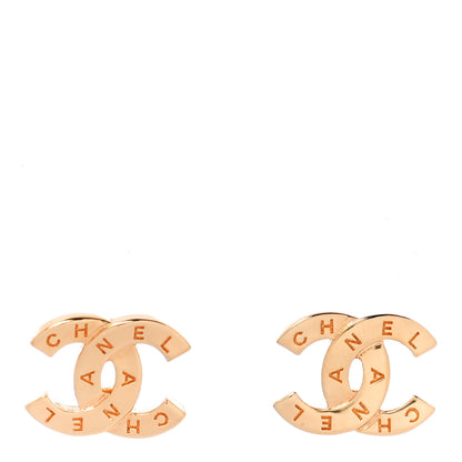 Chanel Metal CC Paris Button Stud Earrings Gold 1 of 5