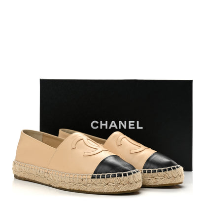 Chanel Lambskin CC Espadrilles 36 Beige Black 11 of 11