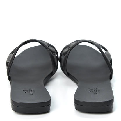 Hermes Rubber Aloha Sandals 37 Black 5 of 9