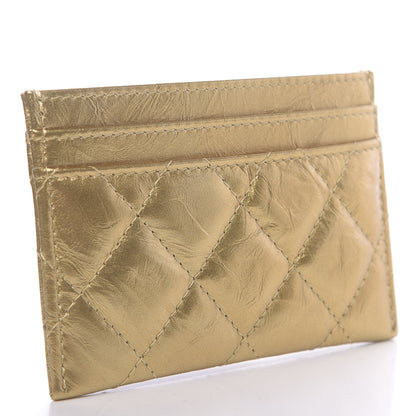 Chanel Metallic Aged Calfskin Quilted Card Holder Gold 3 of 8