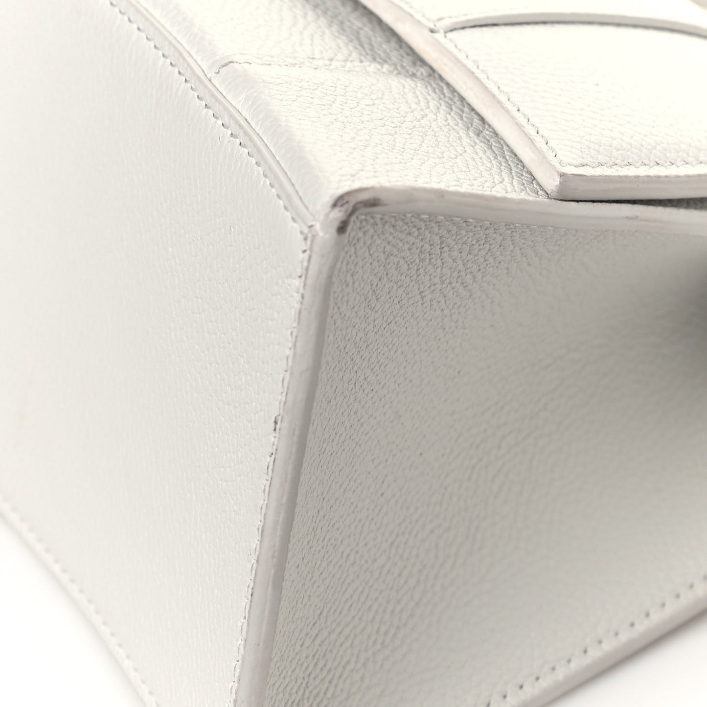 Grained Calfskin Small Hourglass Top Handle Bag White