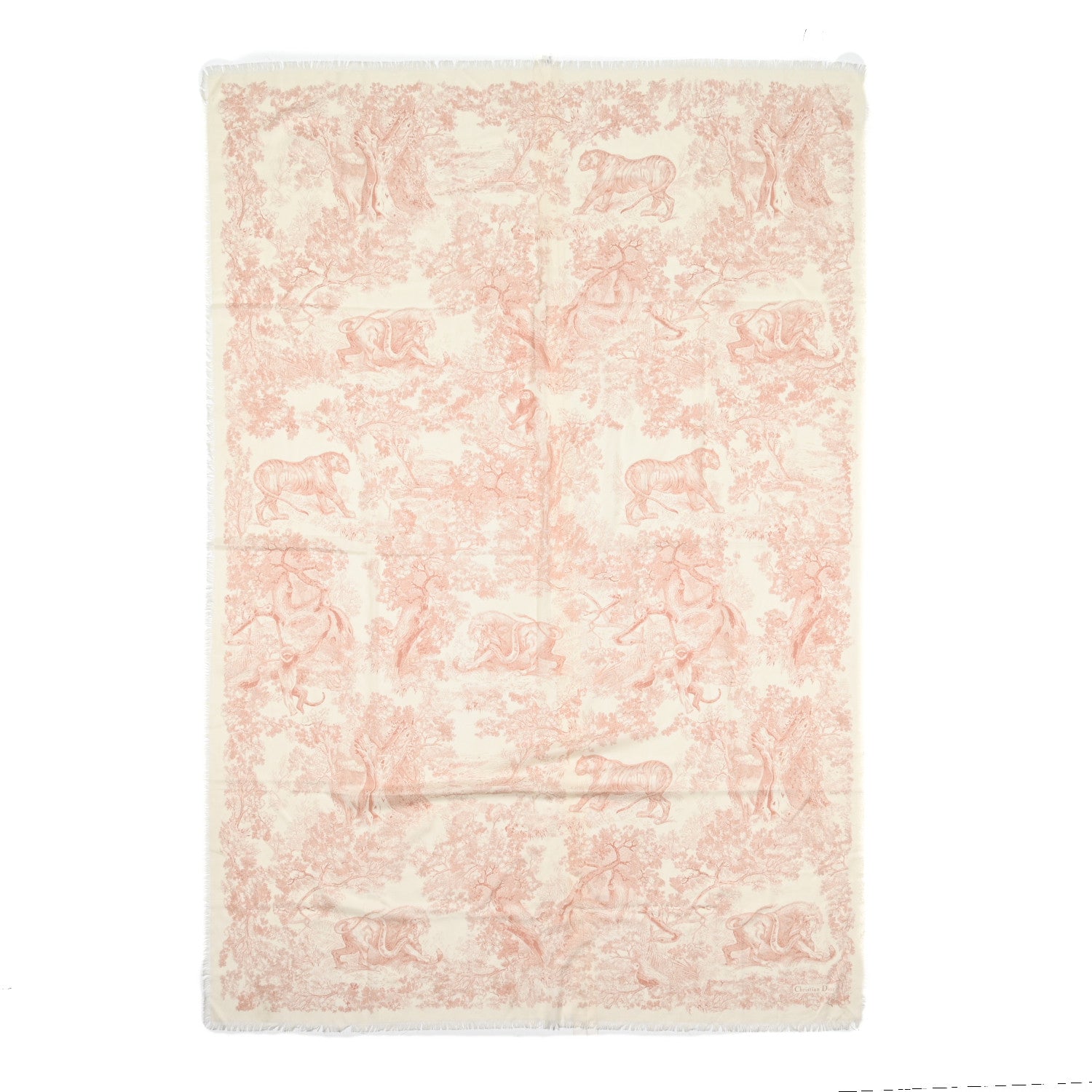 Christian Dior Cotton Fringe Dioriviera Toile De Jouy Sarong Pink 1 of 3