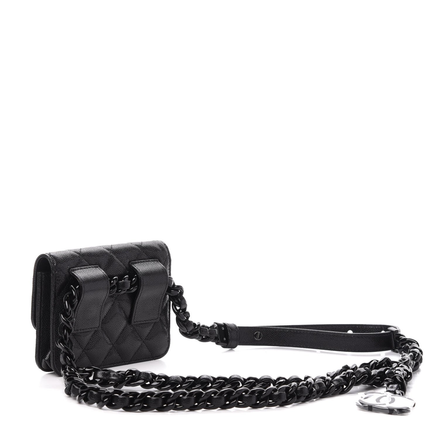 Chanel Caviar Quilted My Everything Belt Flap Card Holder Black 3 of 12