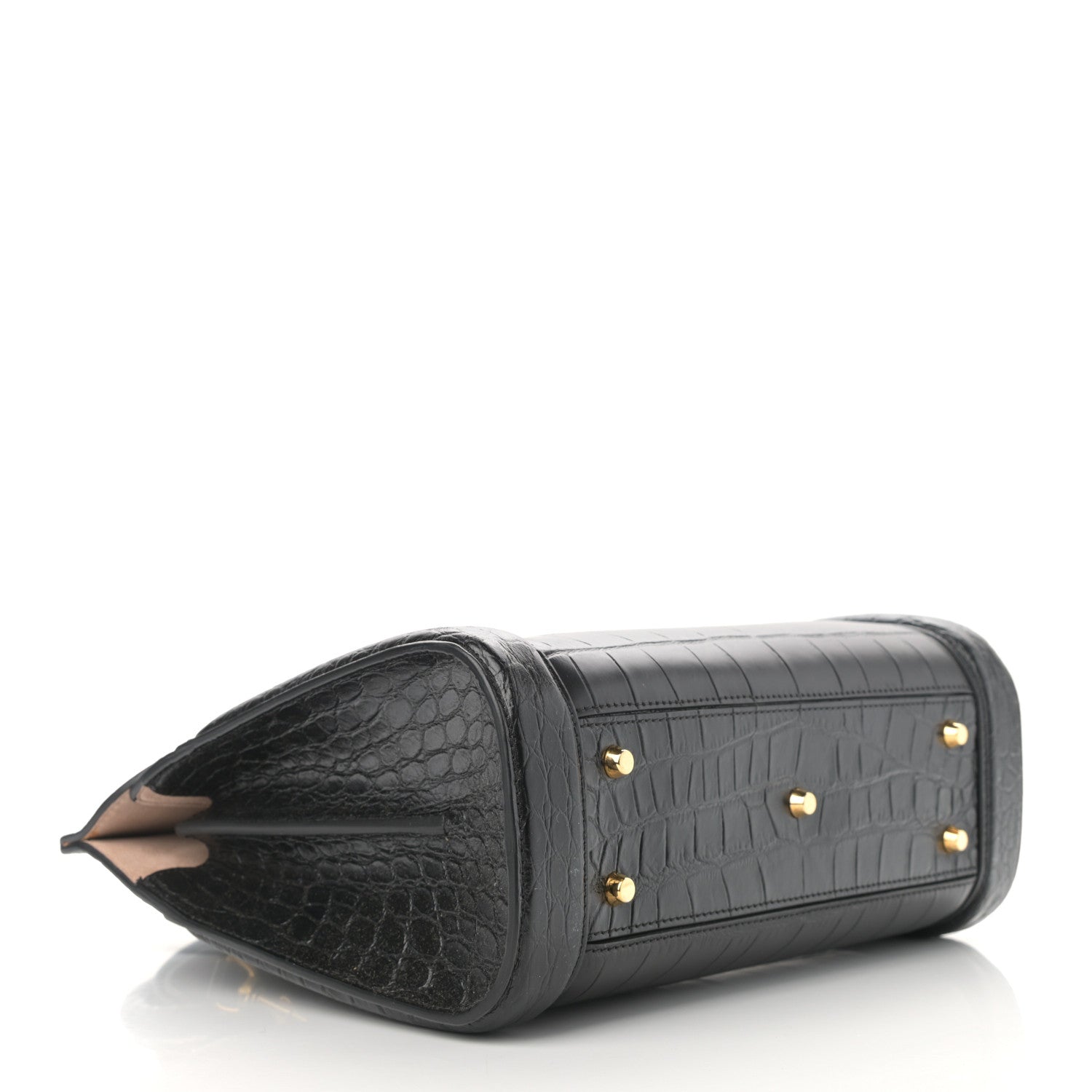 Alexander McQueen Calfskin Crocodile Embossed Small Heroine 30 Black 4 of 12