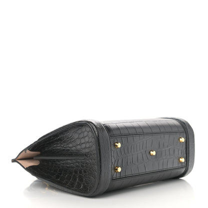 Alexander McQueen Calfskin Crocodile Embossed Small Heroine 30 Black 4 of 12